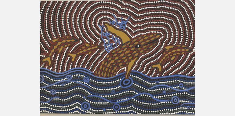 6-Whale-and-Dolphin-indigenous-painting-in-our-collection-Show-n-Tell-Maguydan-Quandamooka