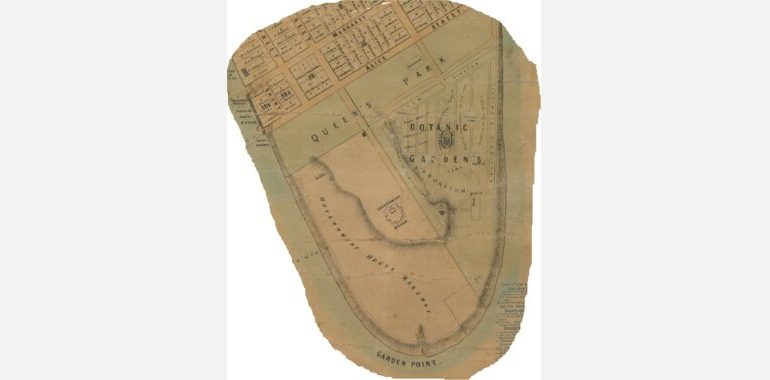 Garden point section of Ham’s Map of Brisbane 1863 SLQ IE423951_FL425131